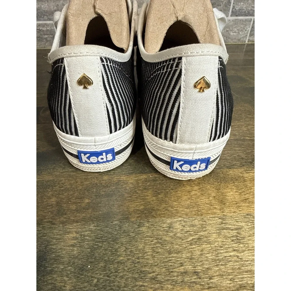 Kate Spade Keds Triple Deck Sneakers Black White Striped Platform Shoes Womens 9